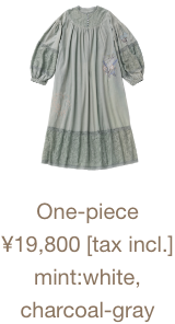 One-piece ¥19,800 [tax incl.] mint:white, charcoal-gray