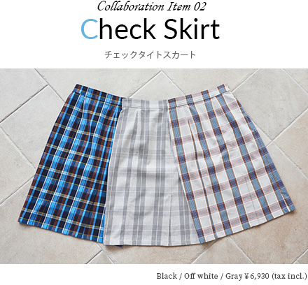 Collaboration Item 02 Check Skirt アシメスリットチェックスカート