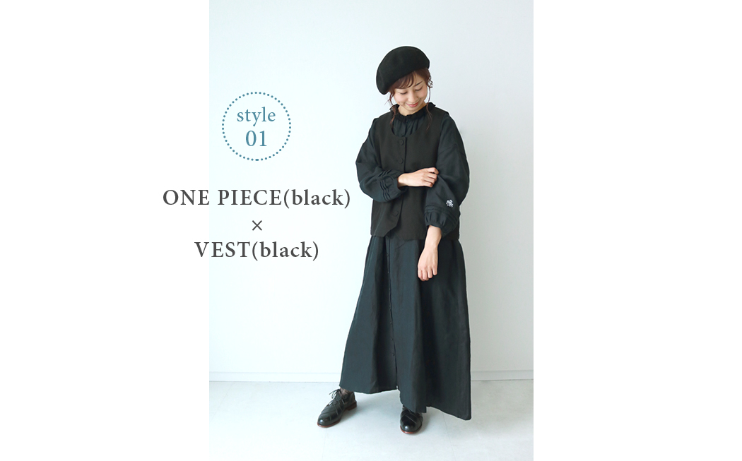 刺繍入りワンピース＆ベスト受注会 black