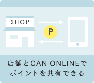 店舗とCAN ONLINE SHOPでポイントを共有できる