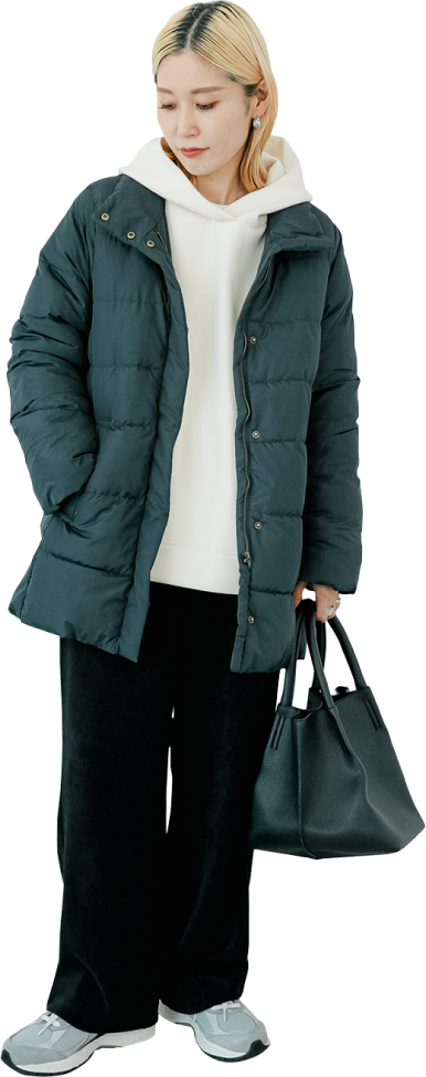 【Samansa Mos2 blue】 レディース　フード付きダウンコート Samansa Mos2 blue【STYLE UP PADDED COAT 冬の大人カジュアルを